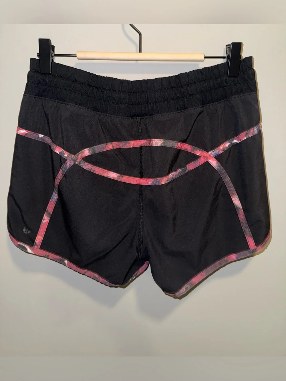 lululemon athletica Black Athletic Running Shorts with Pink Trim